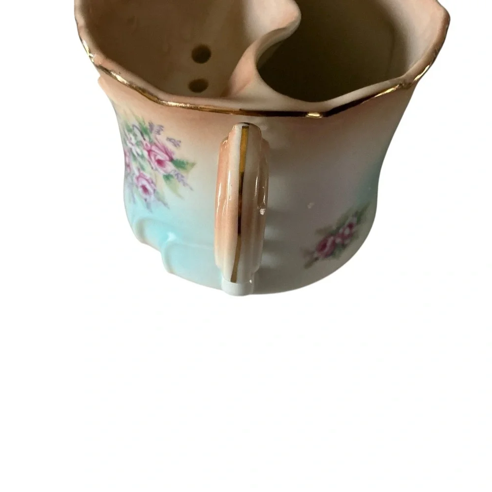 Antique BRADENBURG German porcelain shaving mustache mug floral roses motif